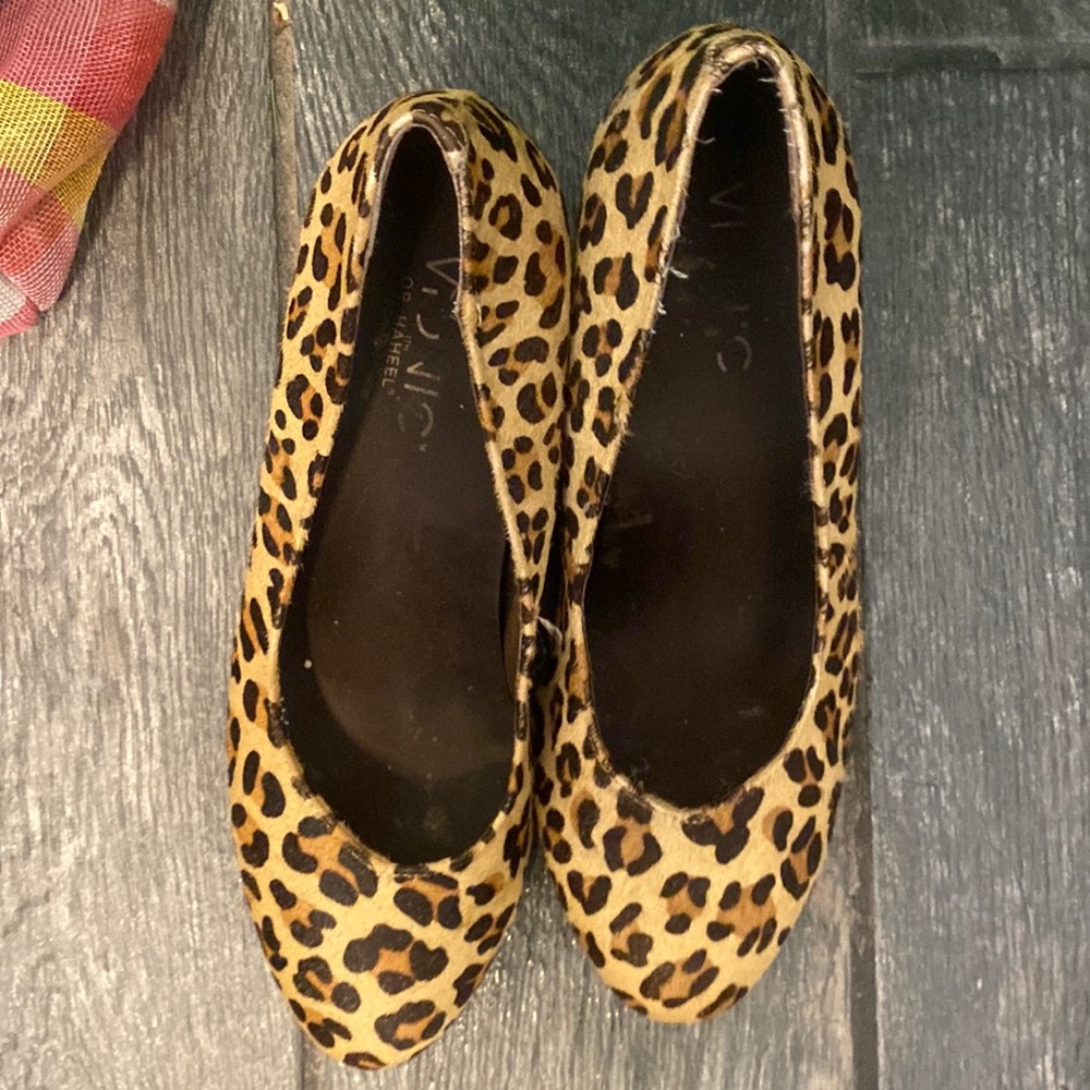 Vionic Antonia Leopard Calf Hair Wedges